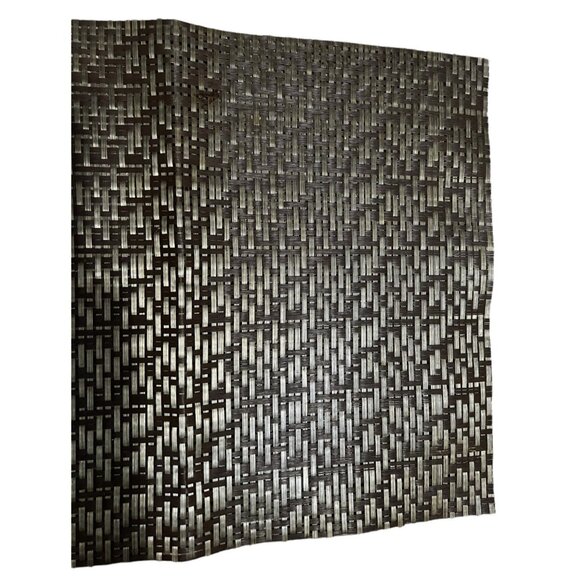 Set of 4 Wire Woven Place Mats 19.5 x 14" Silver Charcoal Dining Mats - Picture 3 of 10